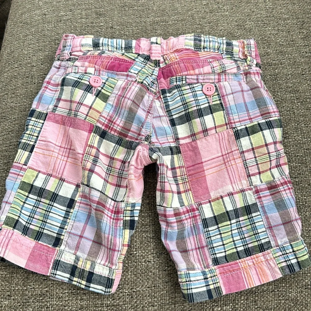 Gap Kids Girls Pink Navy Patchwork Adjustable Waist Shorts Size 5